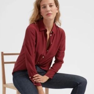 Everlane Relaxed Silk Shirt Sz 4 in Burgundy